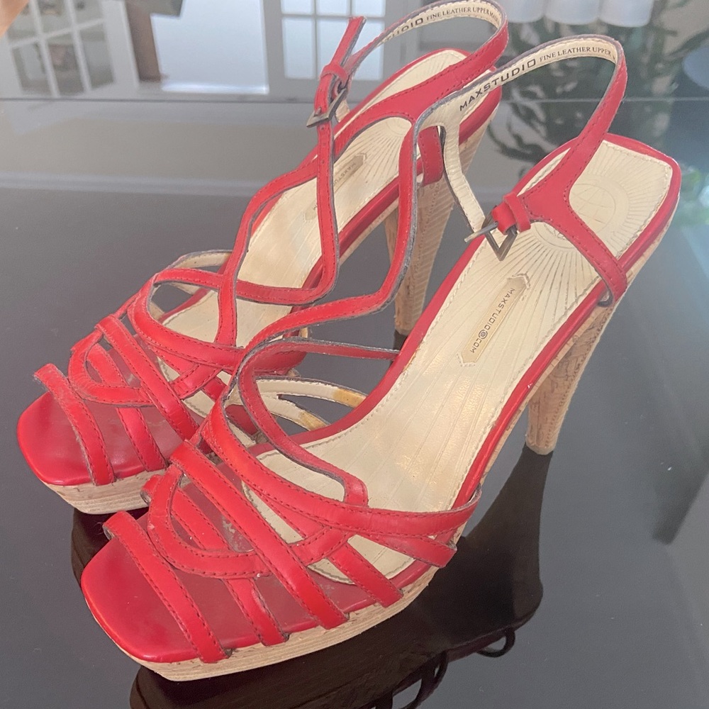 Max Studio Red Strappy Heels